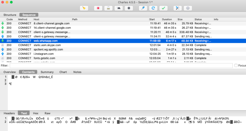 Charles Proxy for Capturing Network Traffic